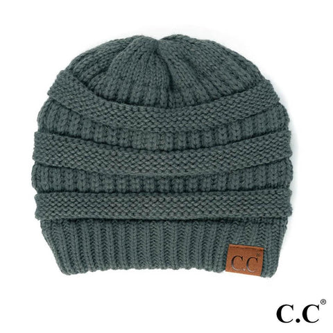 C.C "The OG" Beanie Hat-20A Solid Ribbed Teal Grey 724878
