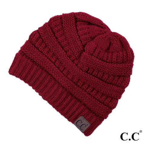 C.C Hat-20A Solid Ribbed Beanie "The OG" Red 72544