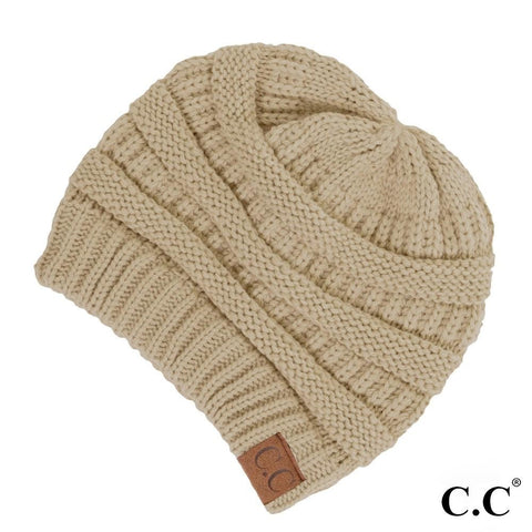 C.C Hat-20A Solid Ribbed Beanie "The OG" Beige 72548