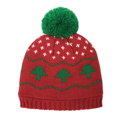 Christmas Evergreen Tree Knit Beanie With Pom