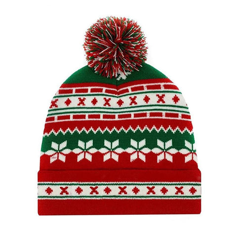 Nordic Christmas Knit Beanie With Pom