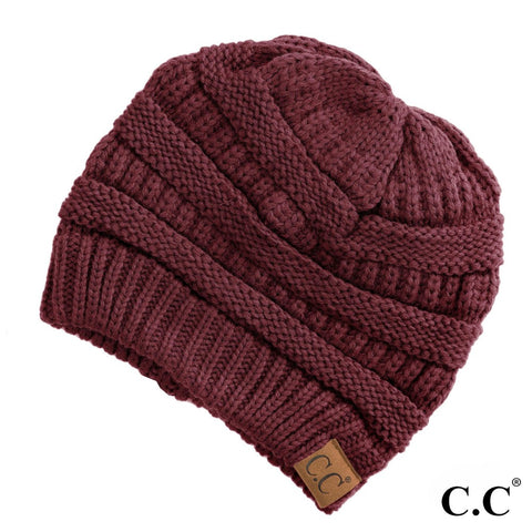 C.C Hat-20A Solid Ribbed Beanie "The OG" Red Maroon