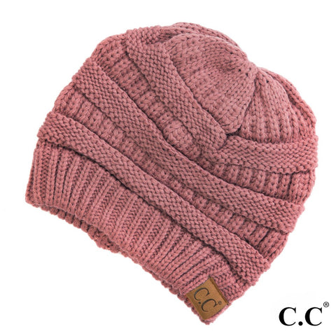 C.C Hat-20A Solid Ribbed Beanie "The OG" Mauve