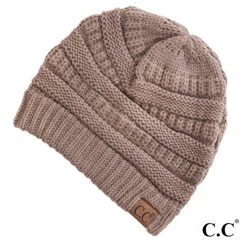 C.C "The OG" Beanie Hat-20A Solid Ribbed Taupe 72588