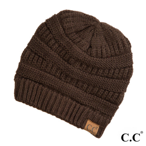 C.C Hat-20A Solid Ribbed Beanie "The OG" Beanie  Brown 72591