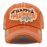 "Happy Halloween" Embroidered Vintage Distressed Baseball Cap