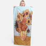 Van Gogh Two-in-One Sunflowers Painting Tote Bag that Unfolds Into a Beach Towel