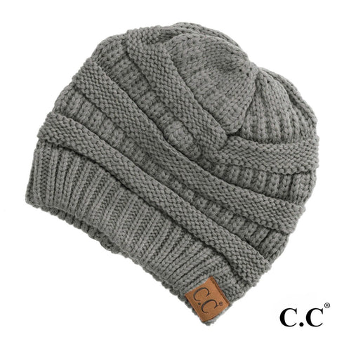 C.C "The OG" Beanie Hat-20A Solid Ribbed Natural Grey 735114