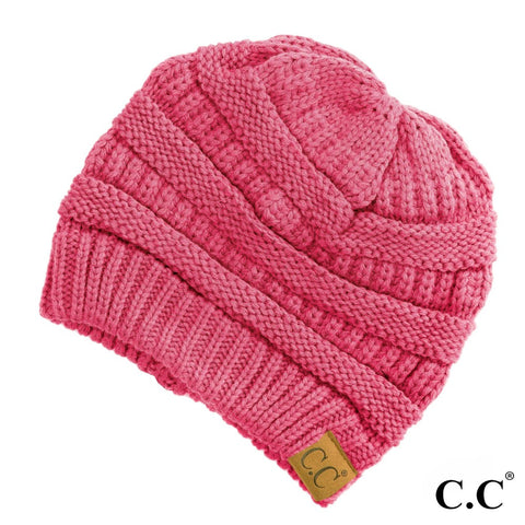 C.C Hat-20A Solid Ribbed Beanie "The OG" New Candy Pink 720395