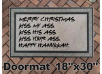 Kiss My Ass Merry Christmas Holidays Funny Doormat