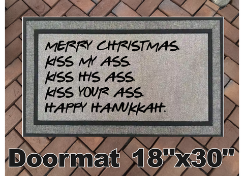 Kiss My Ass Merry Christmas Holidays Funny Doormat