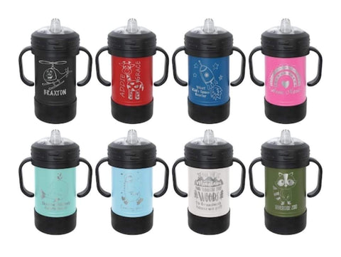 Sippy Cup (10oz) Name Only (font is coffee tea demo) Insulated and Laser Engraved