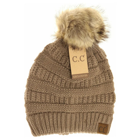 C.C "Pom" Beanie Hat 43 Taupe 720420