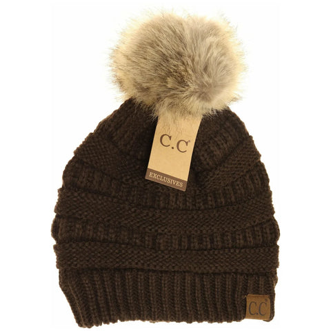 C.C "Pom" Beanie Hat 43 Brown 71597