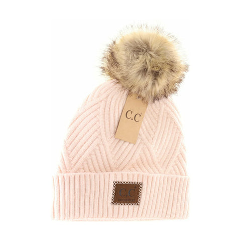 C.C "Pom" Beanie Hat 2060 Light Beige 724894