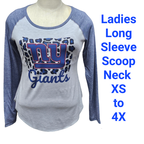 New York Giants "Animal Print" Ladies Navy Long Sleeve T-Shirt