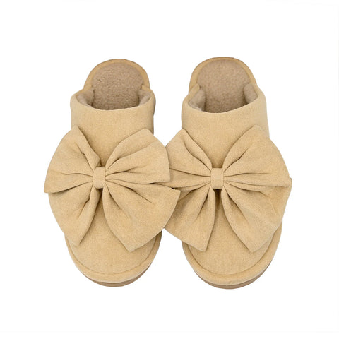 (Pre-Order) Faux Suede Bow C.C Slippers SPE0003