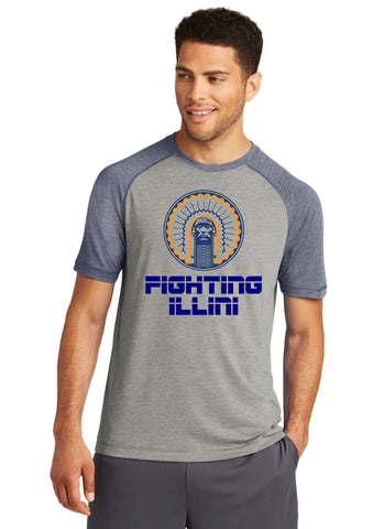 Illinois Navy Sleeve Vintage Style T-shirt