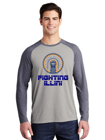 Illinois Mens/Unisex Navy Long Sleeve T-Shirt Illini Cheif