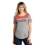 Kansas City Chiefs Swiftie Heather Dark Grey or Heather Red Accent Ladies Scoop Neck