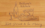 Christmas in July - Eat, Drink and be Merry Personalized Cutting Board 11x18