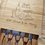 Eat, Drink & be Merry Charcuterie Cheese Board and Knife Set