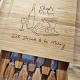 Eat, Drink & be Merry Charcuterie Cheese Board and Knife Set