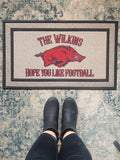 Arkansas Razorbacks Hope You Like Football Doormat (CUSTOM TEXT AT TOP)