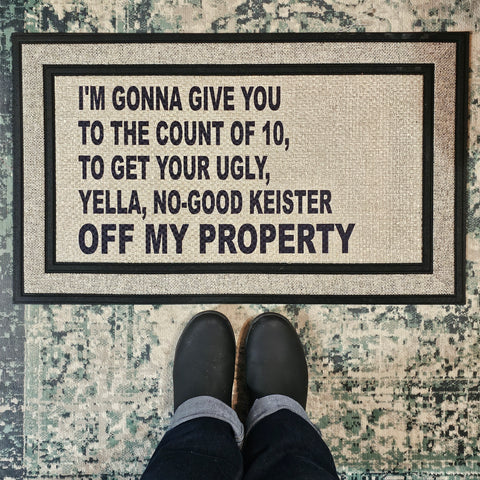 Home Alone "Off My Property"  Merry Christmas Holidays Funny Doormat