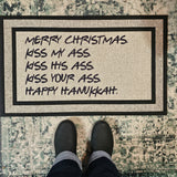Kiss My Ass Merry Christmas Holidays Funny Doormat