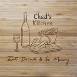 Eat, Drink & be Merry Charcuterie Cheese Board and Knife Set