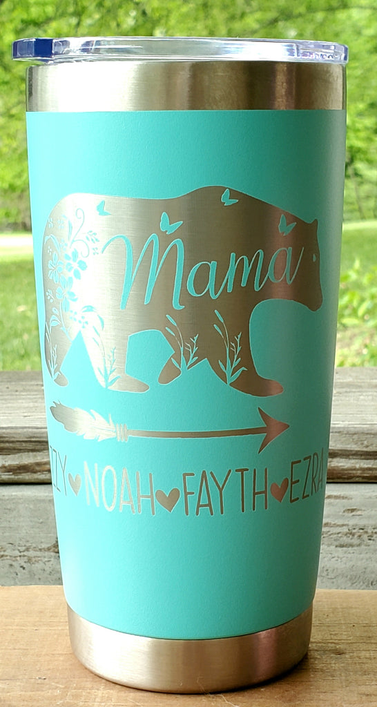 Mama Bear 40 Oz Laser Engraved Personalized Tumbler With Handle