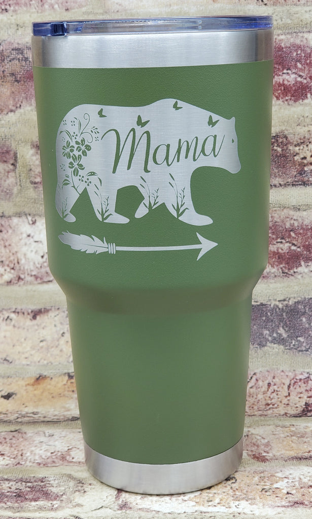 Mama Bear - Engraved Stainless Steel Tumbler, Stainless Cup, Mama Bear Mug