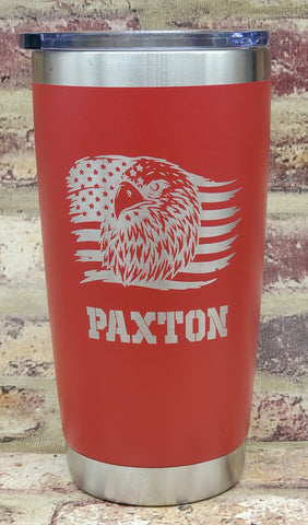 American Flag with Eagle Laser Engraved Cup (with or without name)