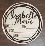 Birth Announcement Sign 8" Wood