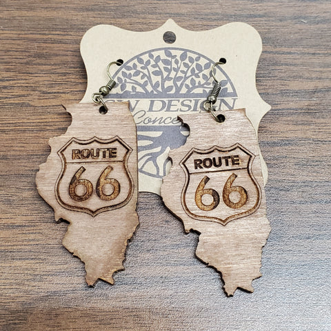 Illinois Route 66 Earrings