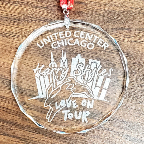 Harry Styles Chicago Engraved Beleveled Glass Ornament 3"