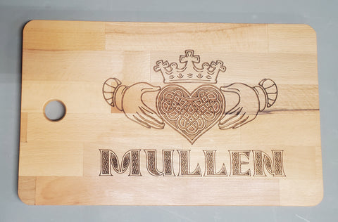 Celtic Knot Claddagh Personalized Cutting Board