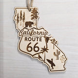 Full Set of 8 State Shape Route 66 Christmas Ornament