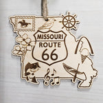 Full Set of 8 State Shape Route 66 Christmas Ornament