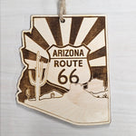 Arizona State Shape Route 66 Christmas Ornament