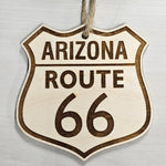 Set of 8 State Shield Sign Shape Route 66 Christmas Ornament