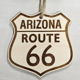 Set of 8 State Shield Sign Shape Route 66 Christmas Ornament