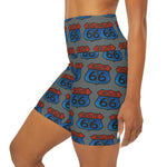 Route 66 High Waisted Yoga Shorts (AOP)