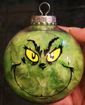Grinch Round Shaffter Proof Ornament 4"