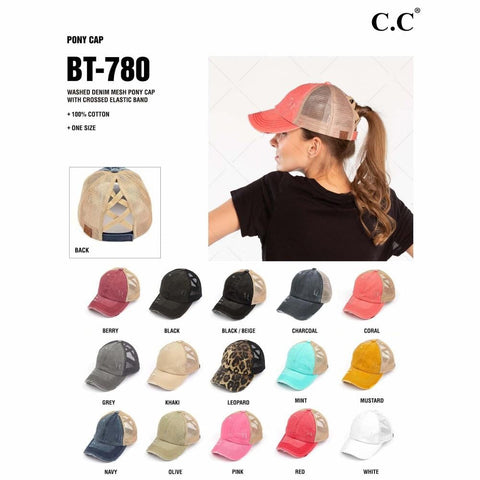 C.C Ponytail Hats (Plain or Custom) BT780