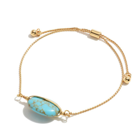 Dainty Adjustable Turquoise Stone Bracelet